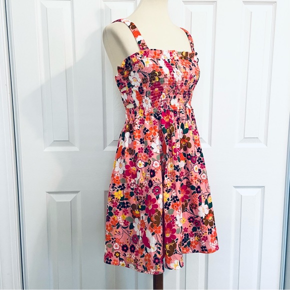 Altar'd State Pink Floral Higgins Dress Smocked Wide Straps Womens Sz S  NEW - Picture 7 of 15